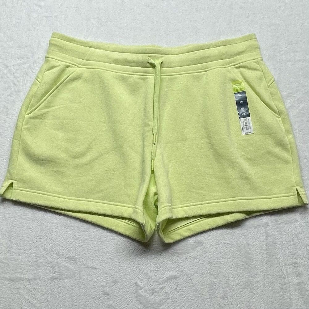Tek Gear Ultra Soft Fleece Shorts Women's Workout Green Yellow XXL New